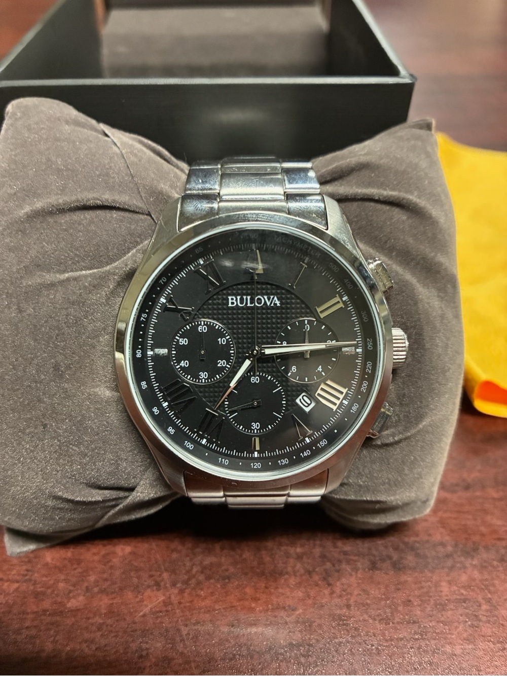 Bulova Silver and Black Men’s Chronograph Watch